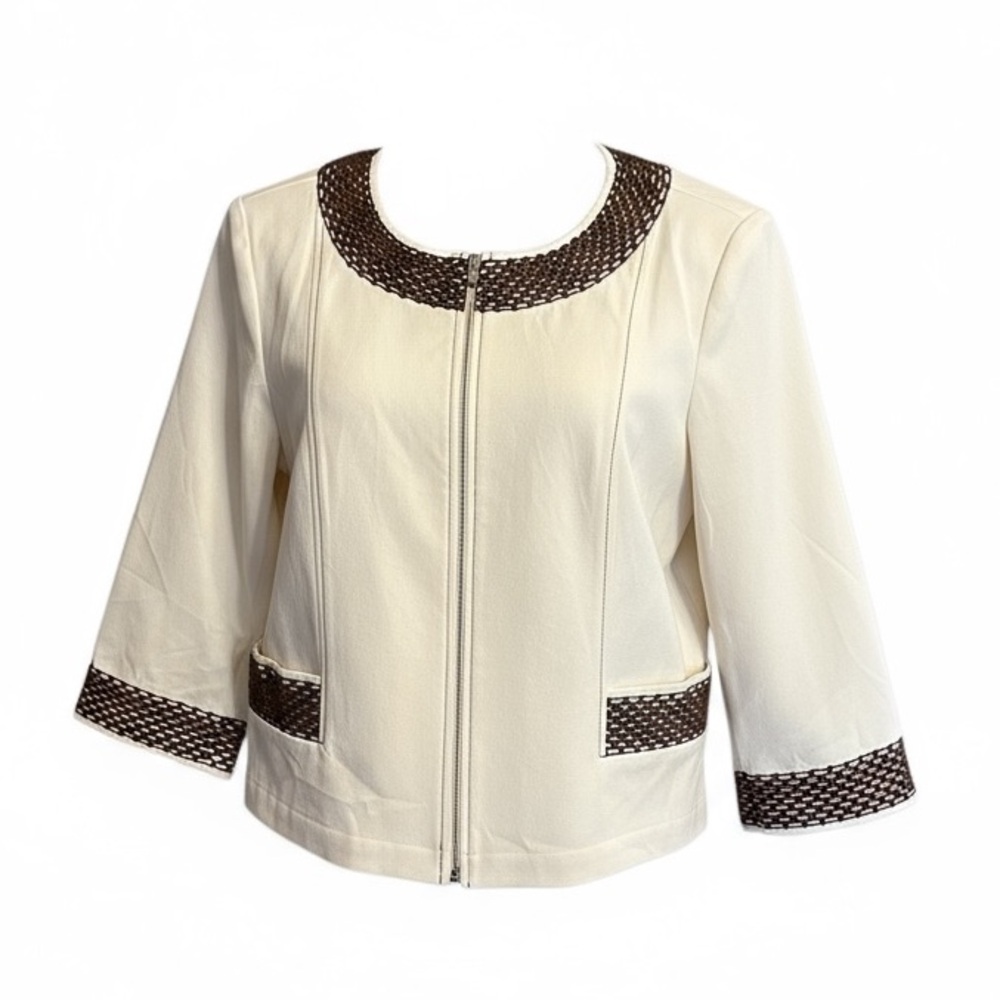St John Blazer with Braided Leather Like Accents Size Medium